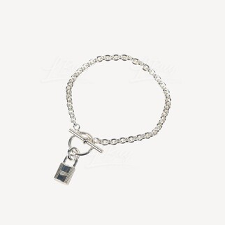 Hermes Amulettes Cadenas 925 Sterling Silver Bracelet ST size