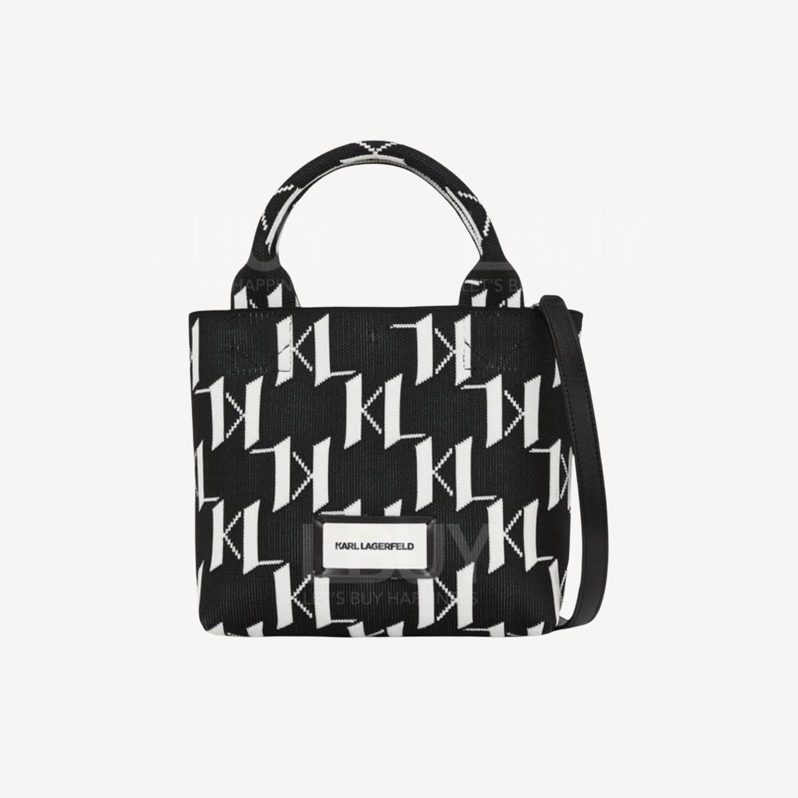 KARL MONOGRAM KNIT SMALL TOTE BAG