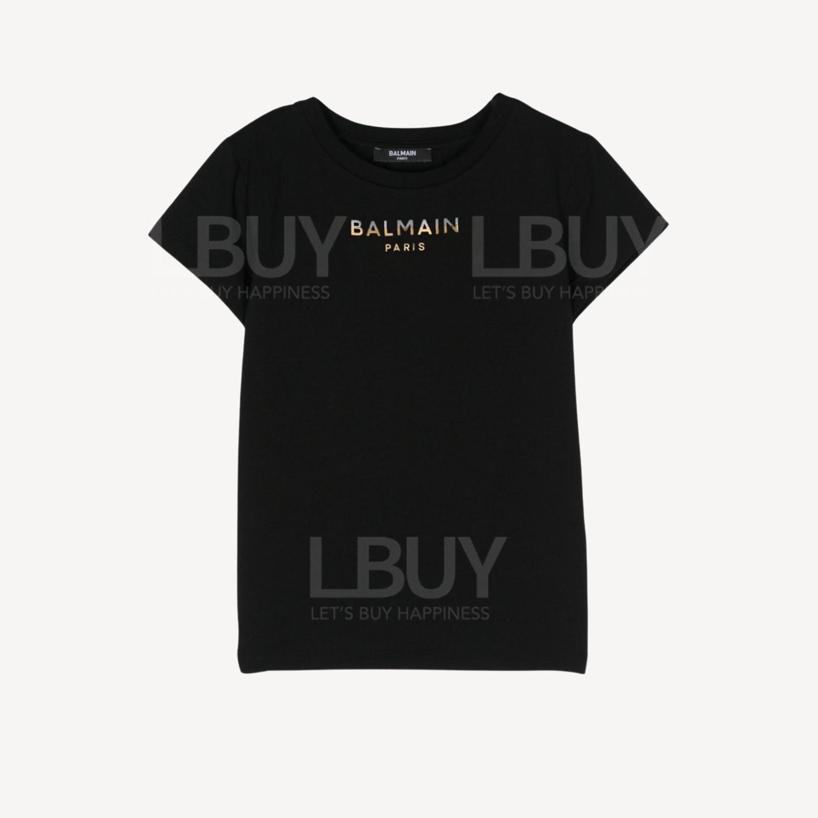 Balmain 金銀色Logo女裝短袖T恤 黑色 BU8A01