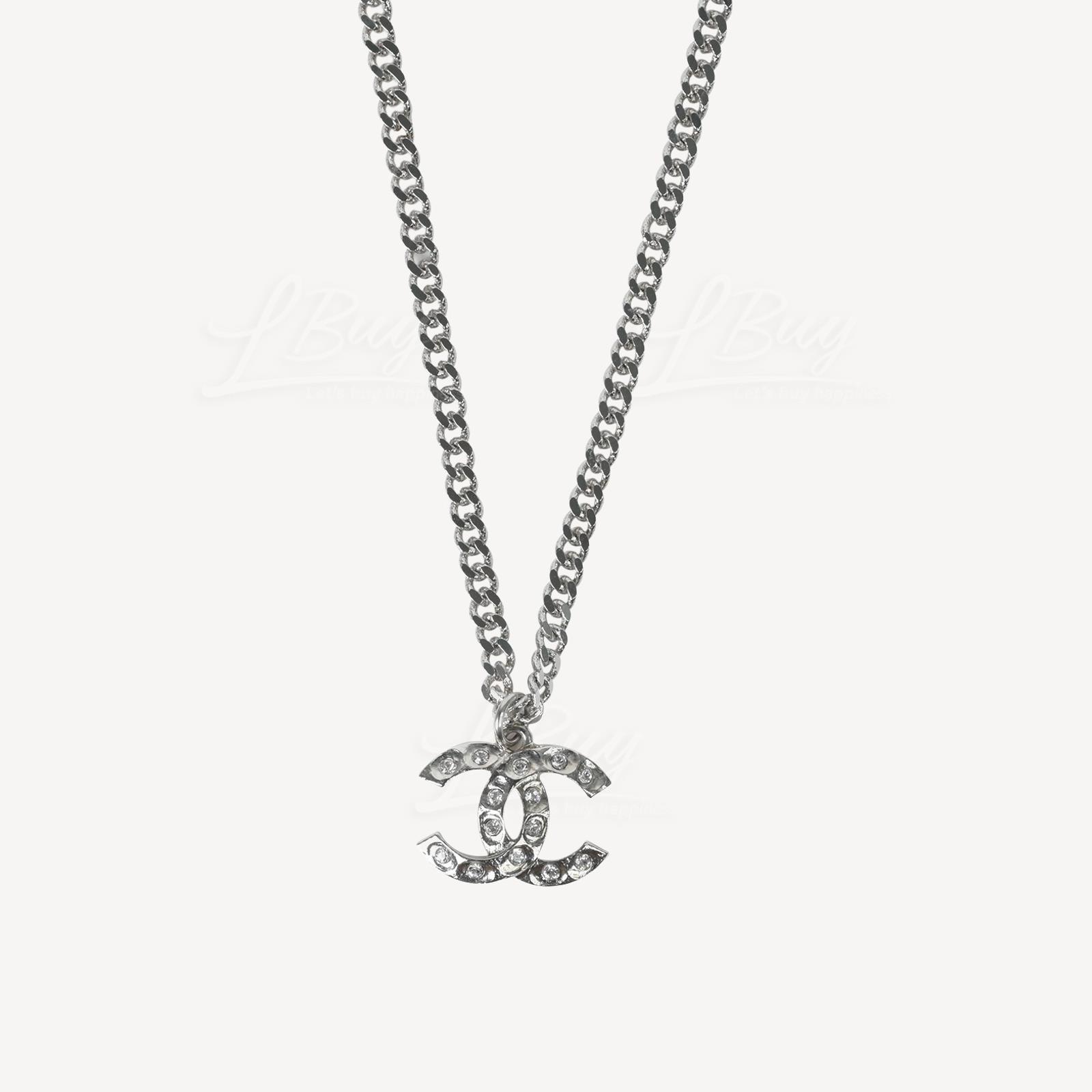 CHANEL CC Logo Sliver Necklace AB6917