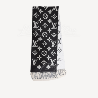 LV ESSENTIAL Monogram Wool Scarf Black