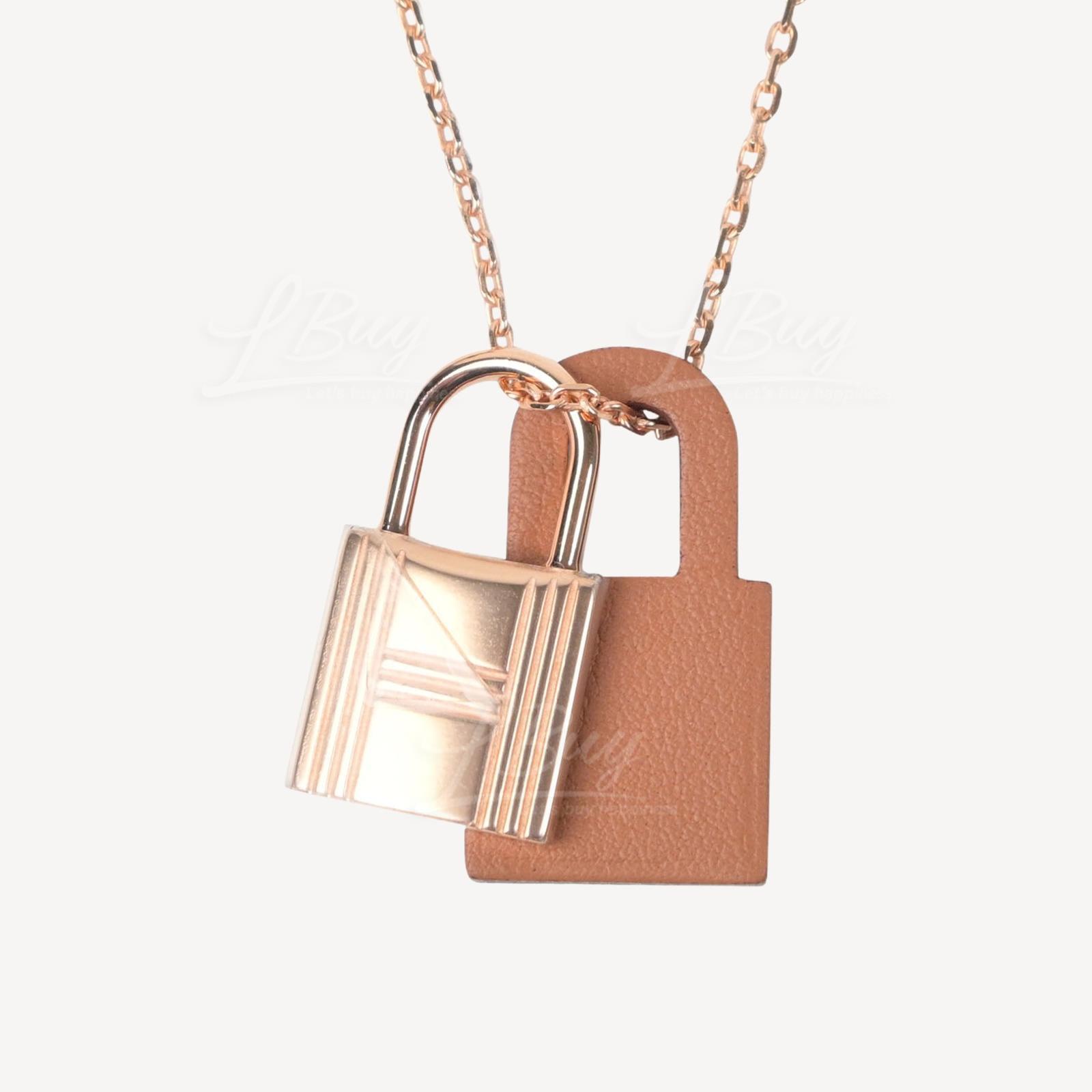 Hermes O'Kelly Pendant PM Necklace Gold 金色 并玫瑰金锁头吊坠项链