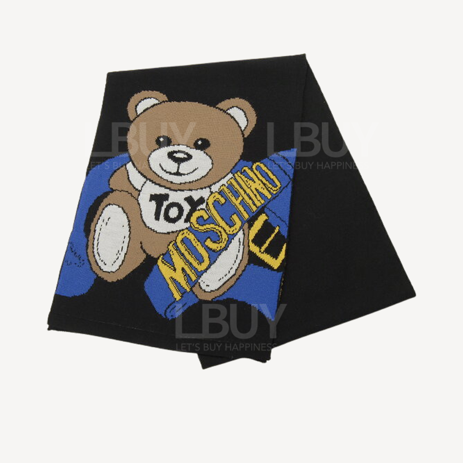 Moschino 黑色拼蓝色腰带熊仔围巾
