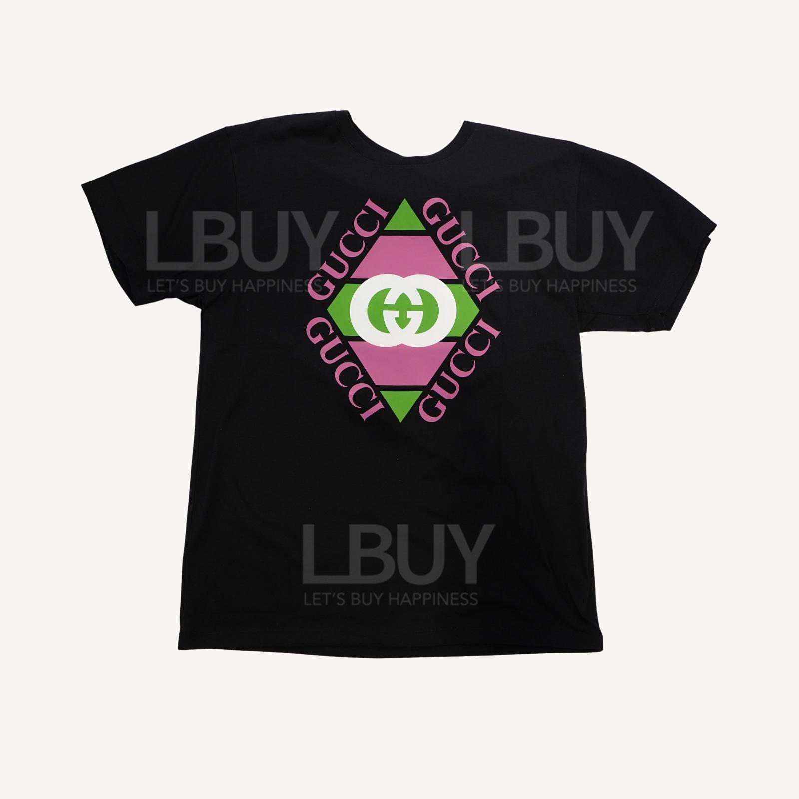 Gucci復古標誌印花 短袖T恤 黑色