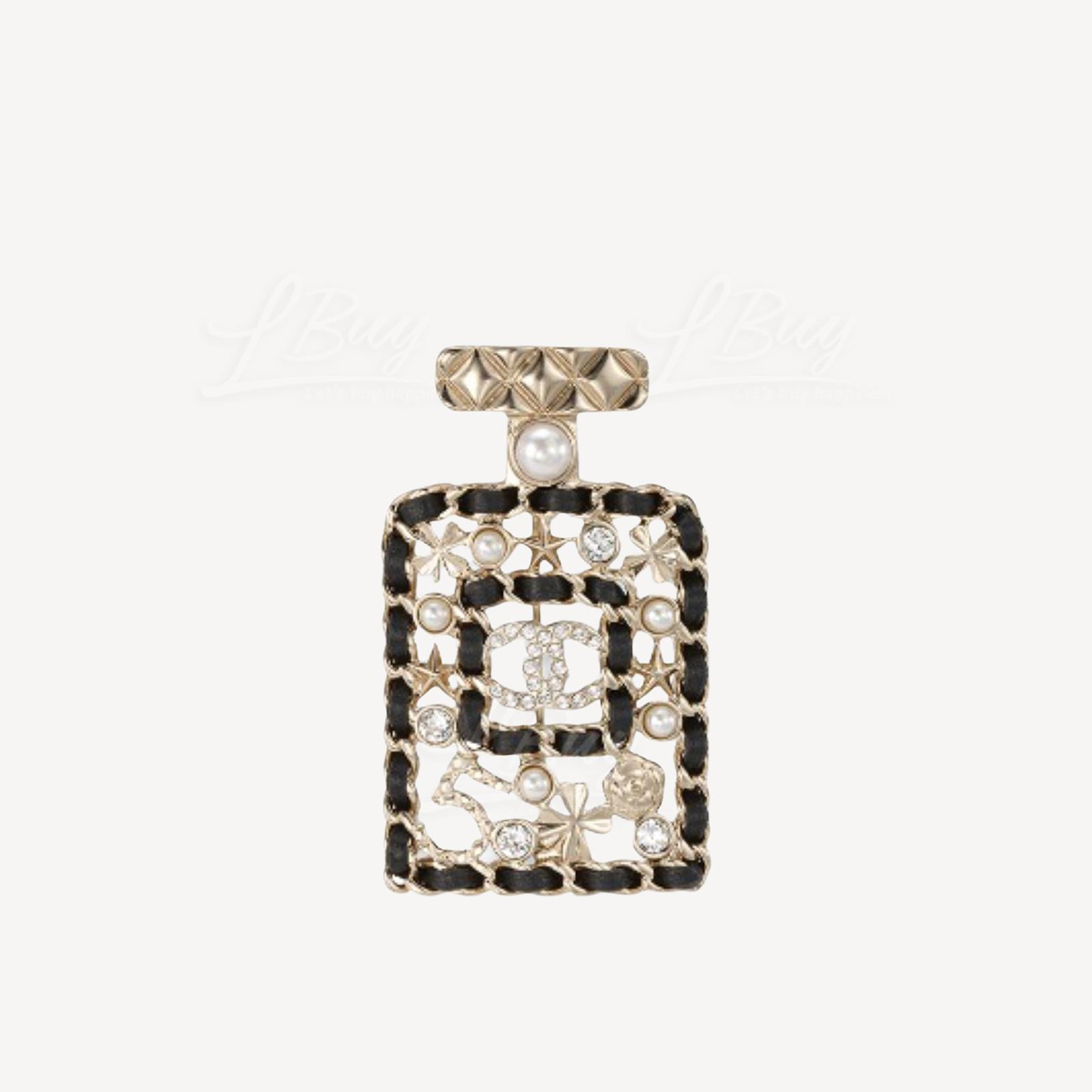 Chanel 珍珠皮穿链香水瓶胸针 AB4701