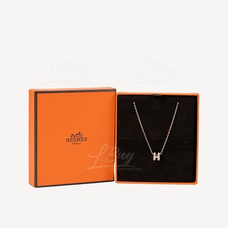 Hermes Mini Pop H Necklace Rose Dragee with Rose Gold Hardware