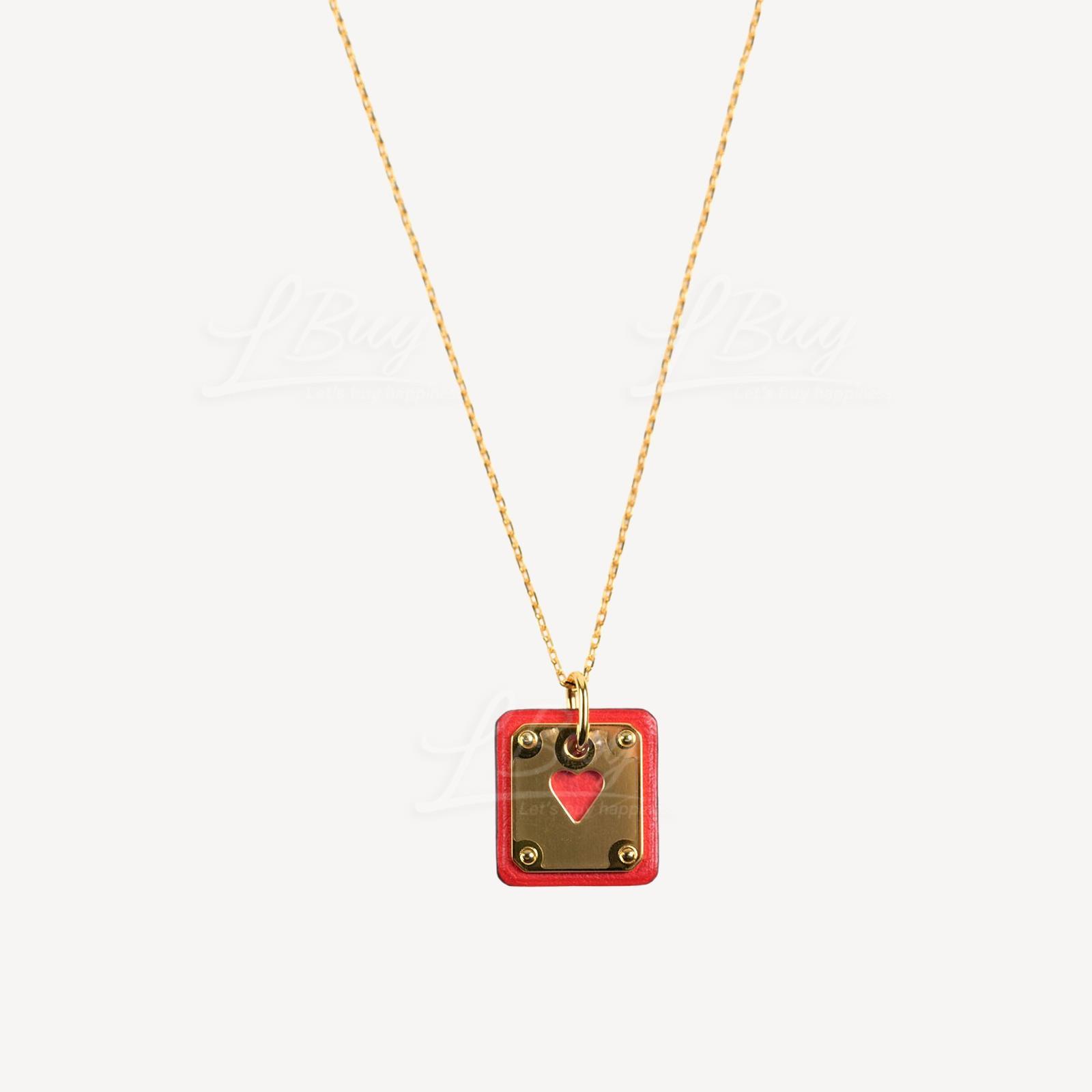 Hermes As de Coeur Necklace 心心项链 心红色并金