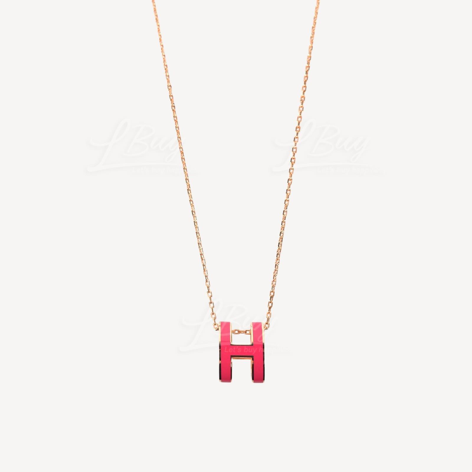 Hermes Pop H Necklace 項鍊 紅莓色配玫瑰鍍金