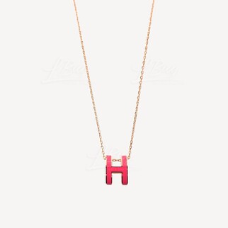 Hermes Pop H Necklace Framboise with Rose Gold Plated Hardware