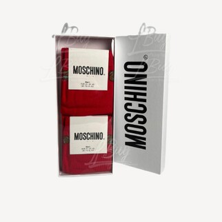 Moschino Red Teddy Bear Logo Socks Pack of 2 Pairs