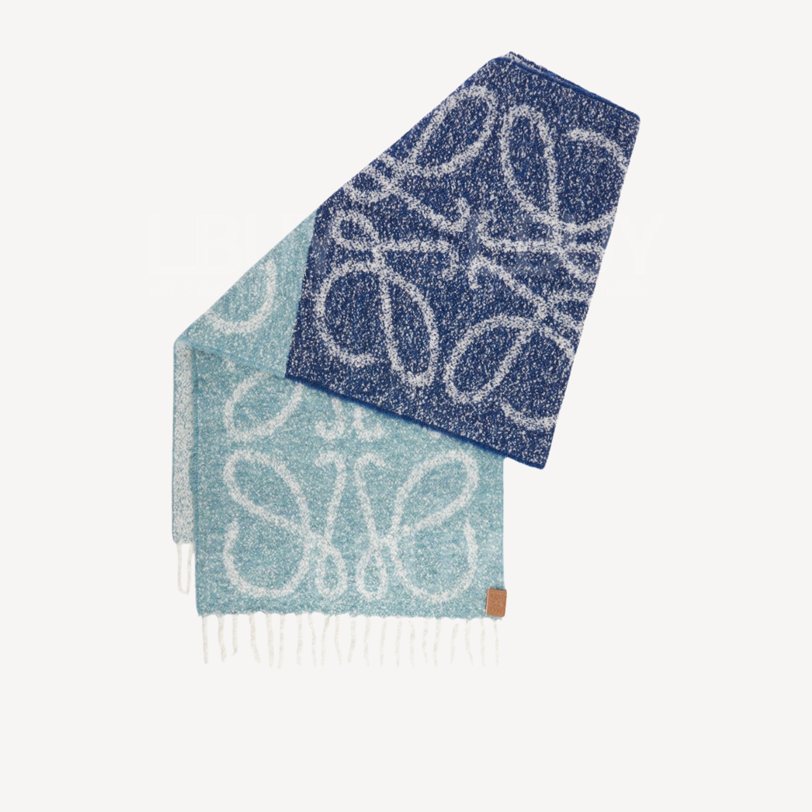 Loewe Anagram Jacquard Wool and Alpaca Scarf Light Blue