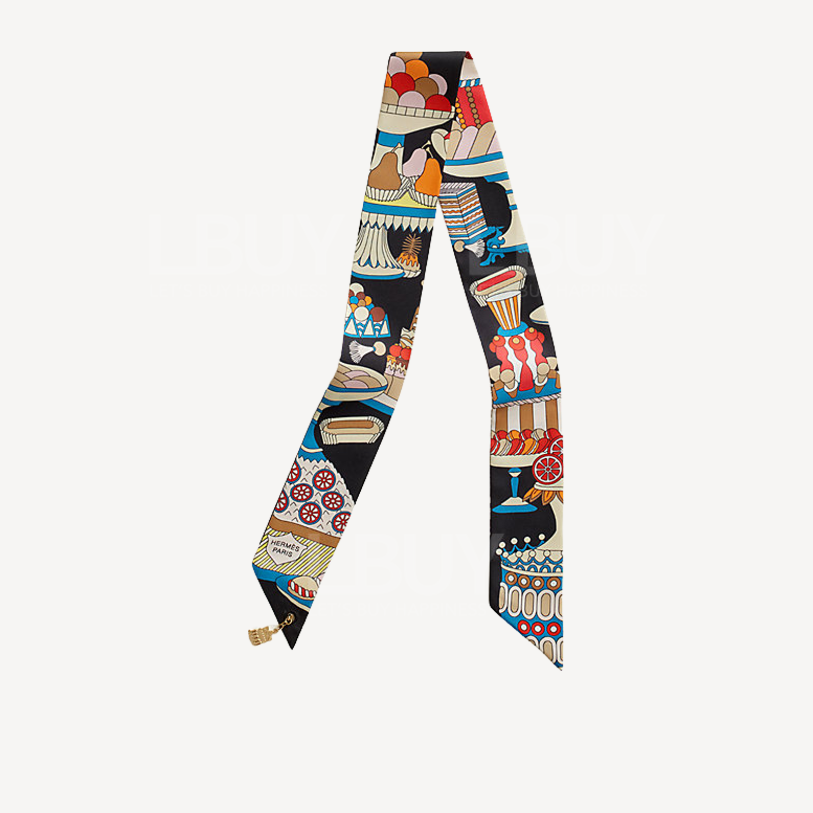 Hermes La Patisserie Francaise charm Twilly 黑色 白色 藍色