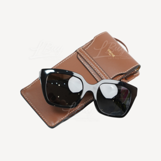 Celine Monochroms 白色Logo黑色方形太陽眼鏡 附送啡色斜揹袋