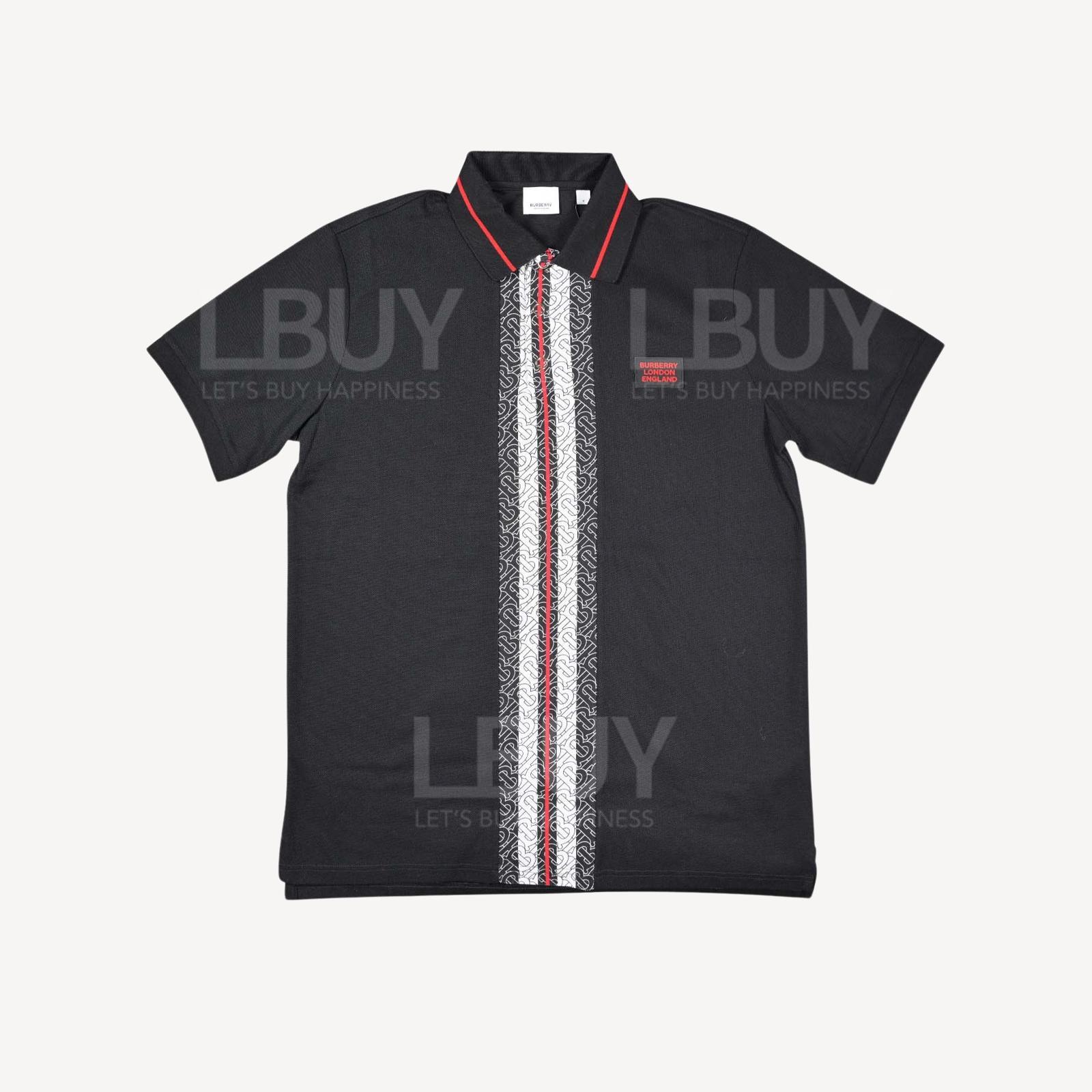 Burberry 花押字印花棉質Polo恤 黑色