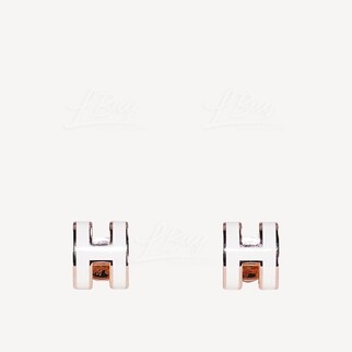 Hermes Mini Pop H Earrings 耳环 白色配玫瑰金色