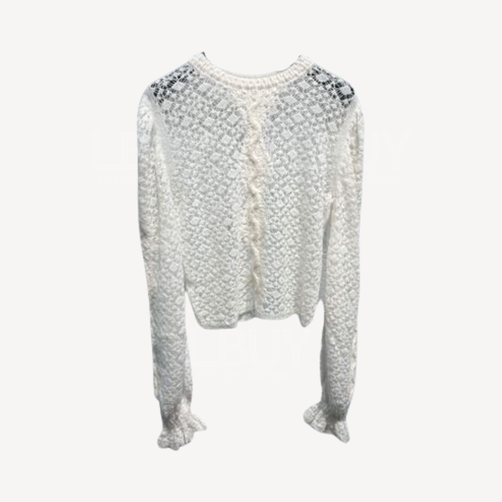 Chanel 白色通花镂空羊驼毛套头上衣 P75692