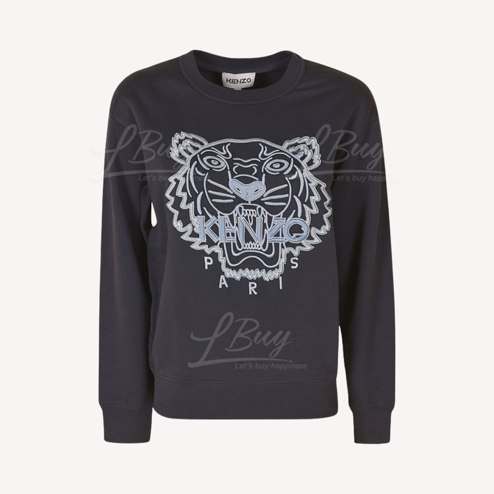 KENZO Ladies Embroidered Tiger Print Navy Long Sleeve Sweatshirt