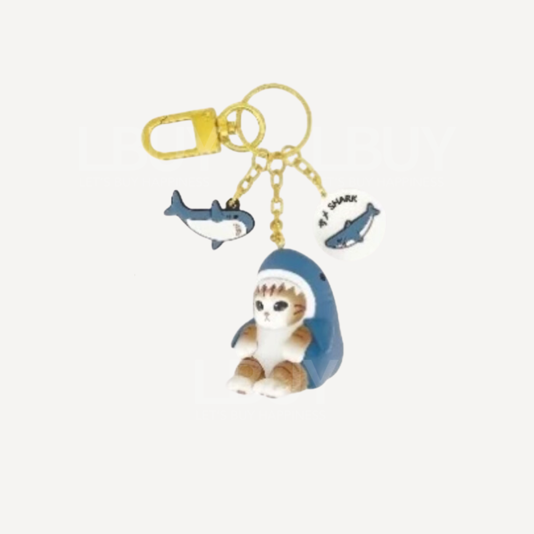 Mofusand貓福珊迪立體公仔鑰匙圈 鯊魚款