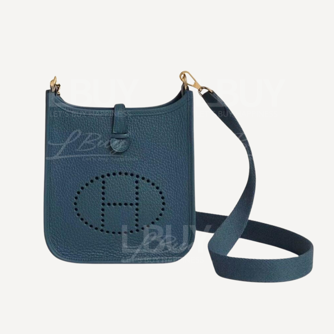 Hermes Mini Evelyne 16 Amazone Bag 7p. 普鲁士蓝 金扣 W stamp