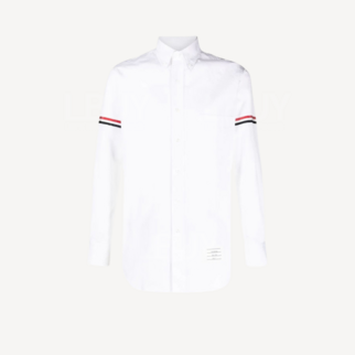 Thom Browne 白色棉質雙臂紅藍織帶恤衫