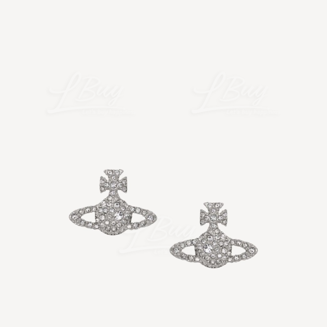 Vivienne Westwood Grace Bas Relief Stud Earrings 銀色水晶耳環