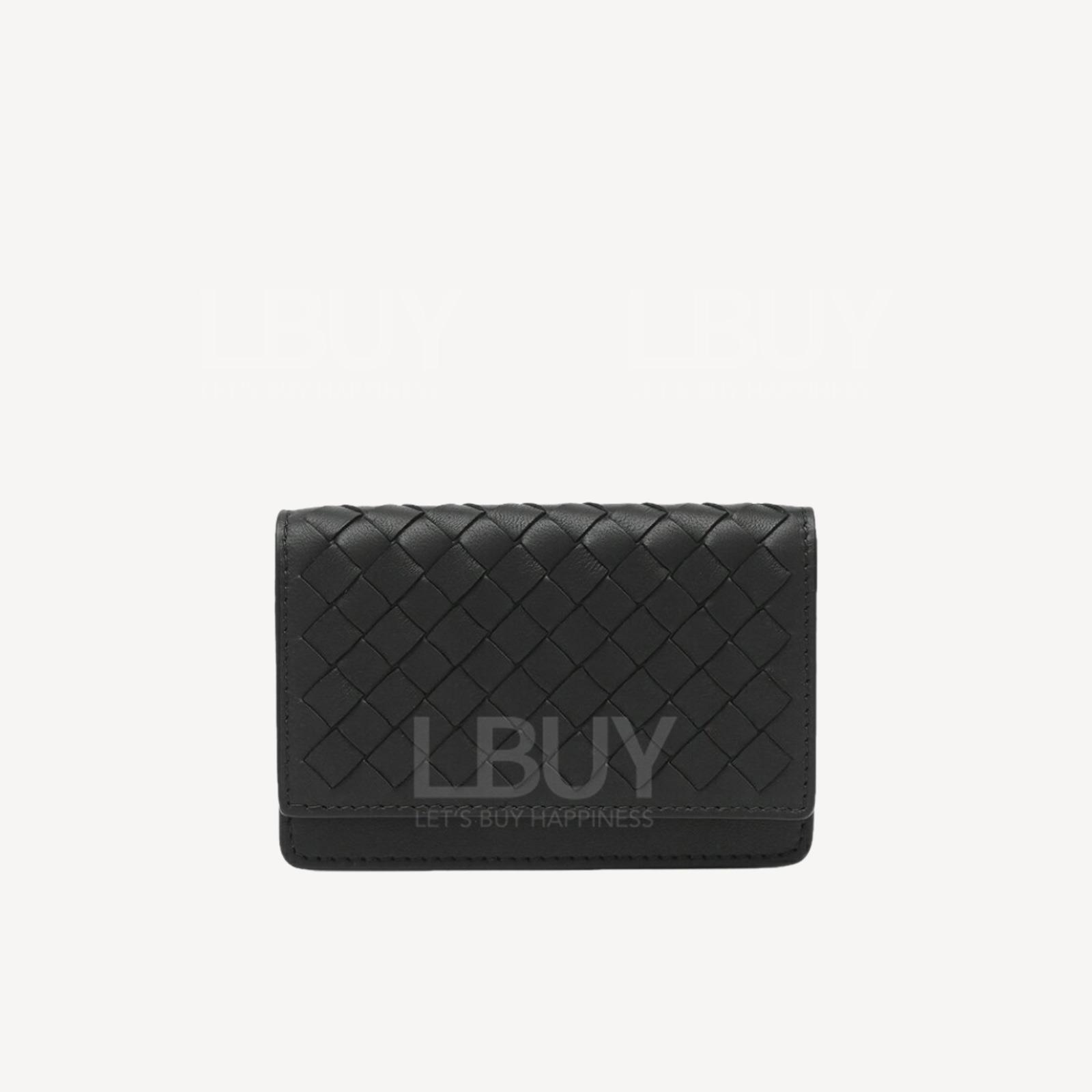 Bottega Veneta 編織皮革卡包 黑色 133945