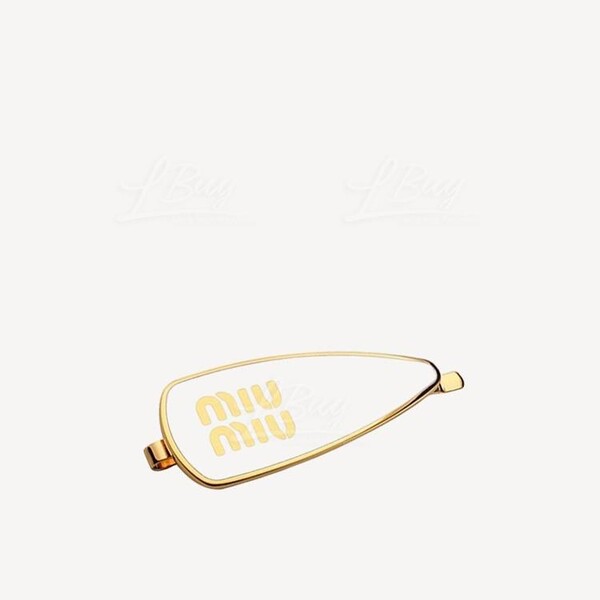 Miu Miu-Miu Miu Patent Leather Hair Clip White 5IF147