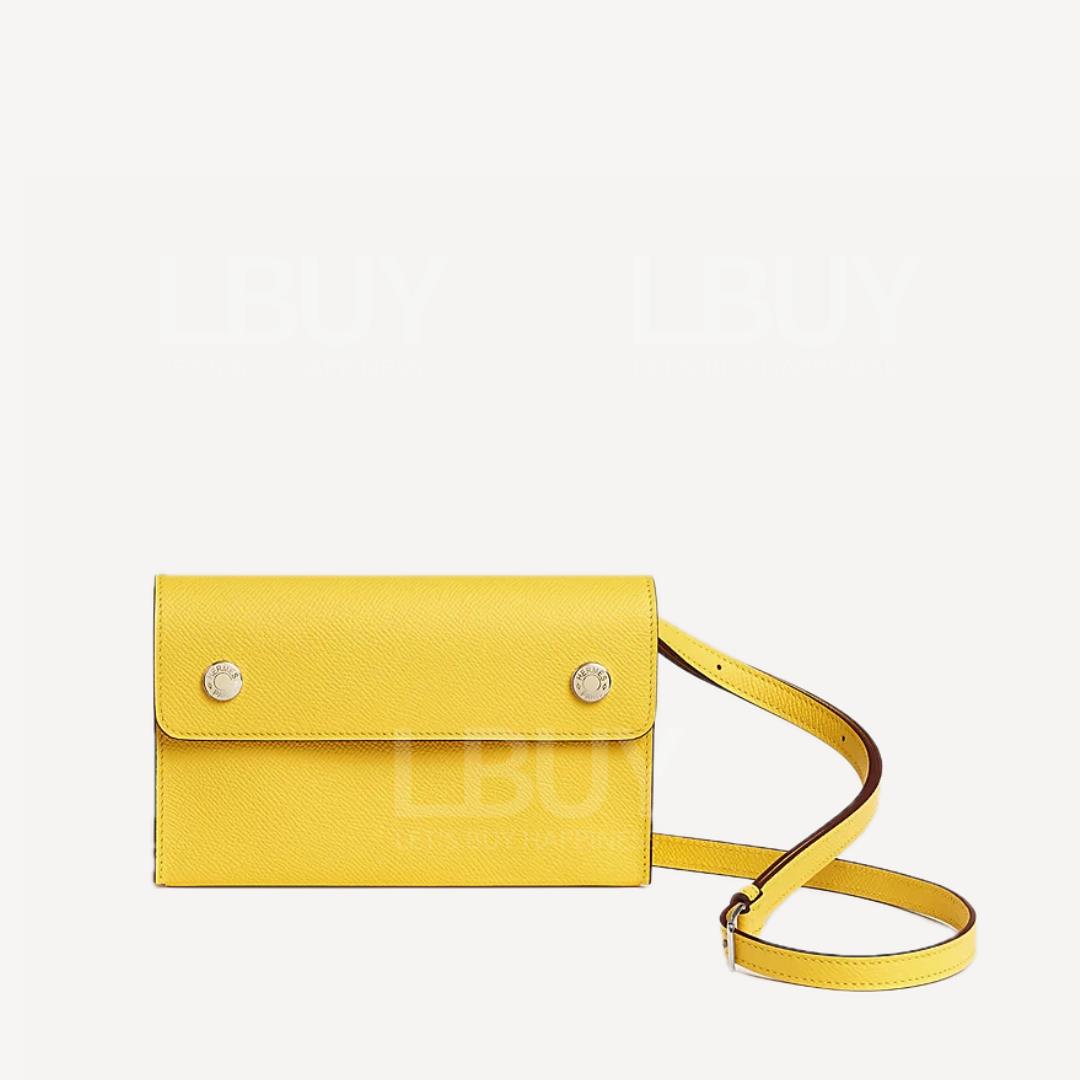 Hermes Wallet Snap 9O Jaune De Naples 柠檬黄配珐琅扣  B stamps