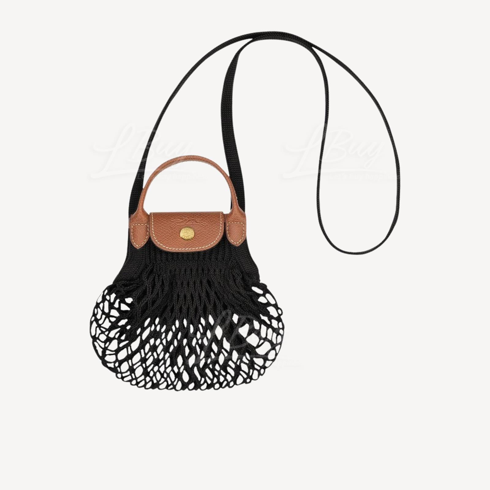 Longchamp Le Pliage Filet 網袋 斜揹袋 XS 黑色
