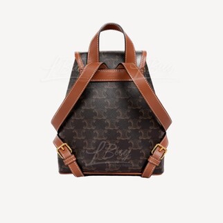 Celine Triomphe帆布及小牛皮迷你型Folco背包 黃褐色