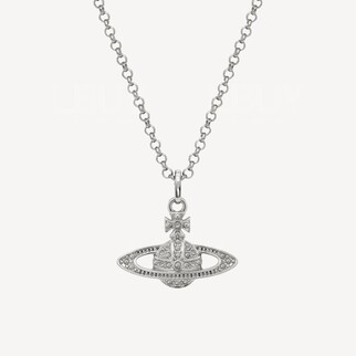 Vivienne Westwood Mini Bas Relief Pendant Necklace 银色水晶颈链