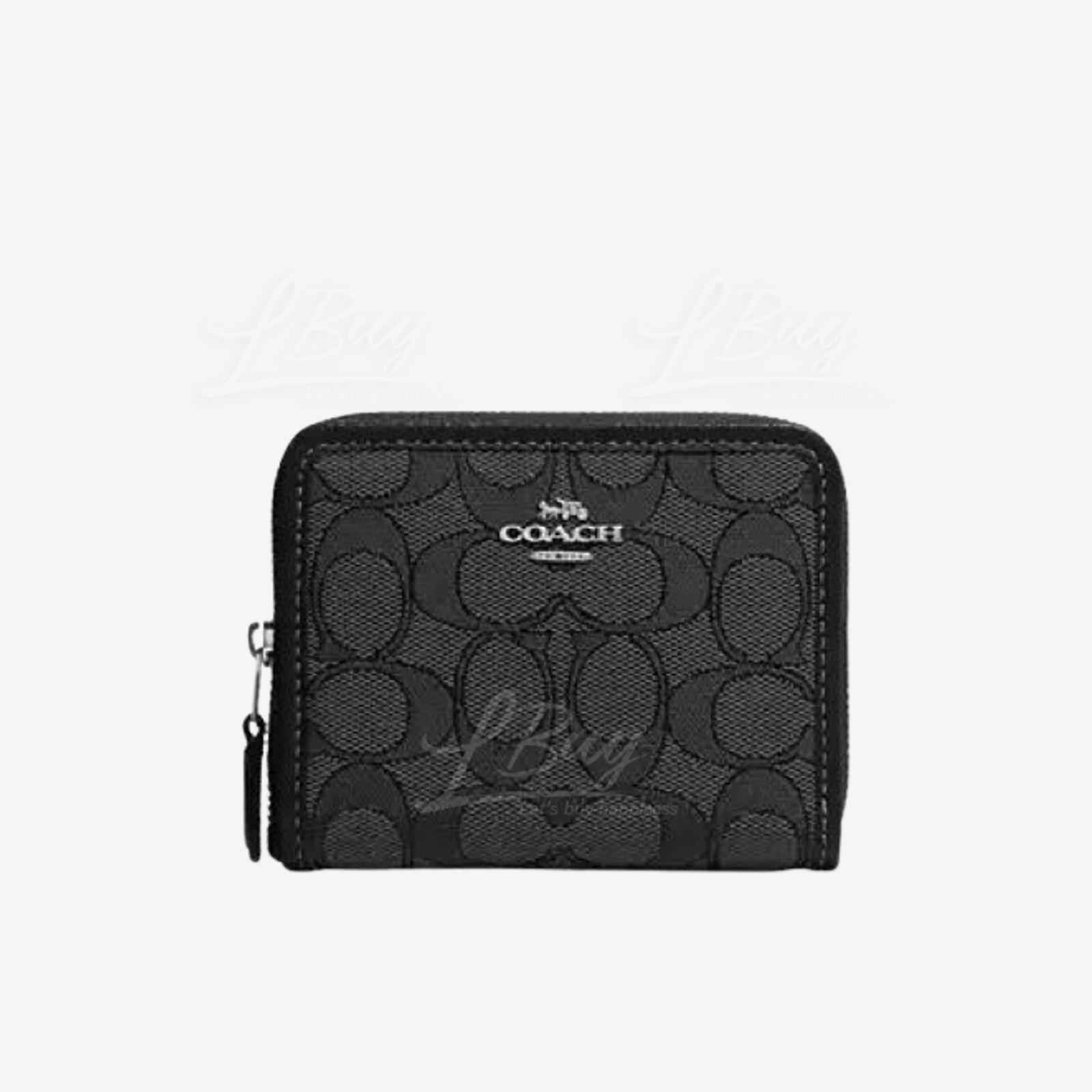 Coach Small Zip Around Wallet In Signature Jacquard