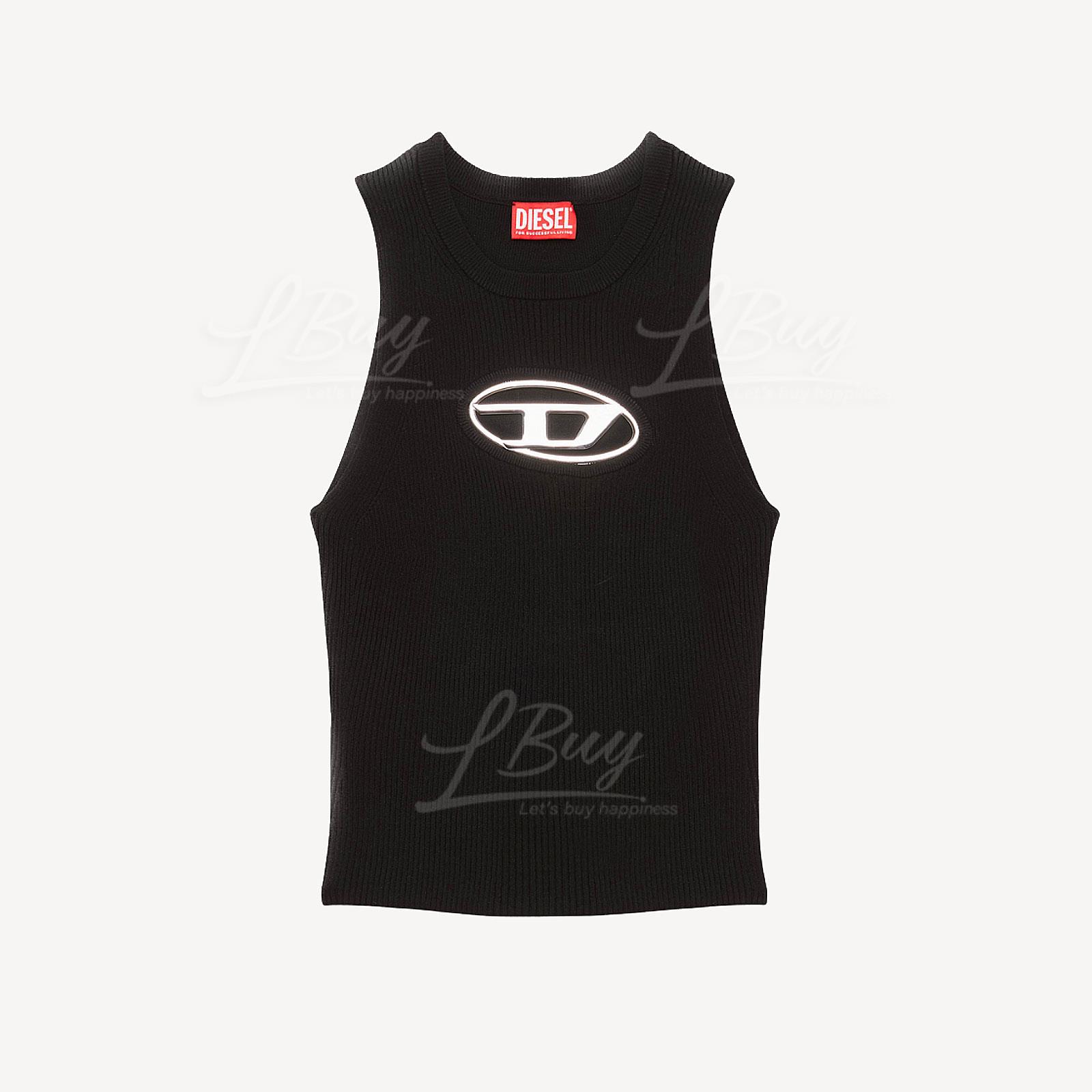 DIESEL Logo鏤空黑色背心