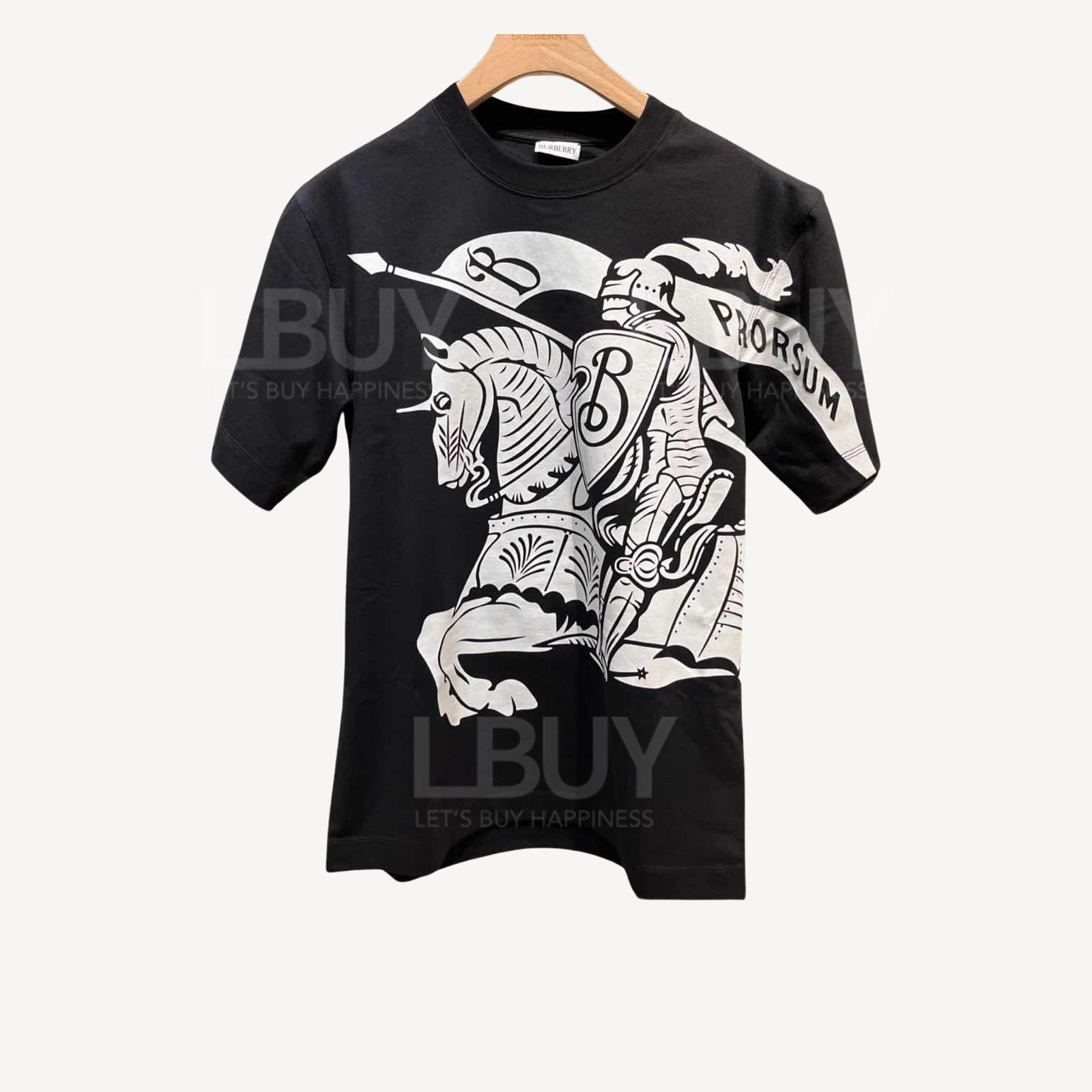 Burberry 戰馬棉質短袖T恤 黑色 8095058