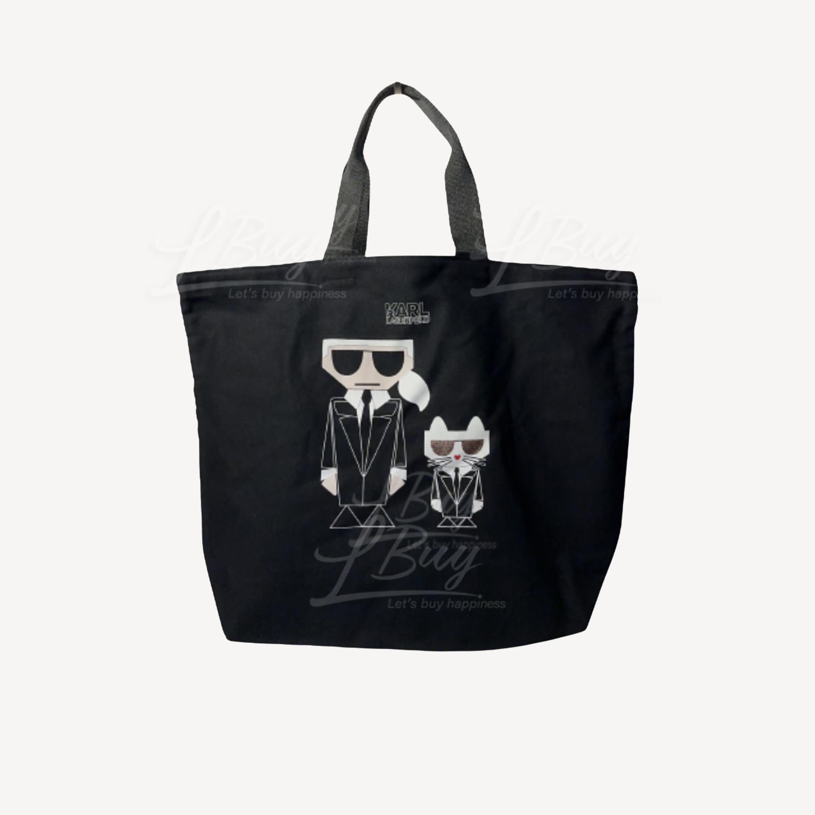 Karl Lagerfeld Logo Canvas Tote Bag Black Colour