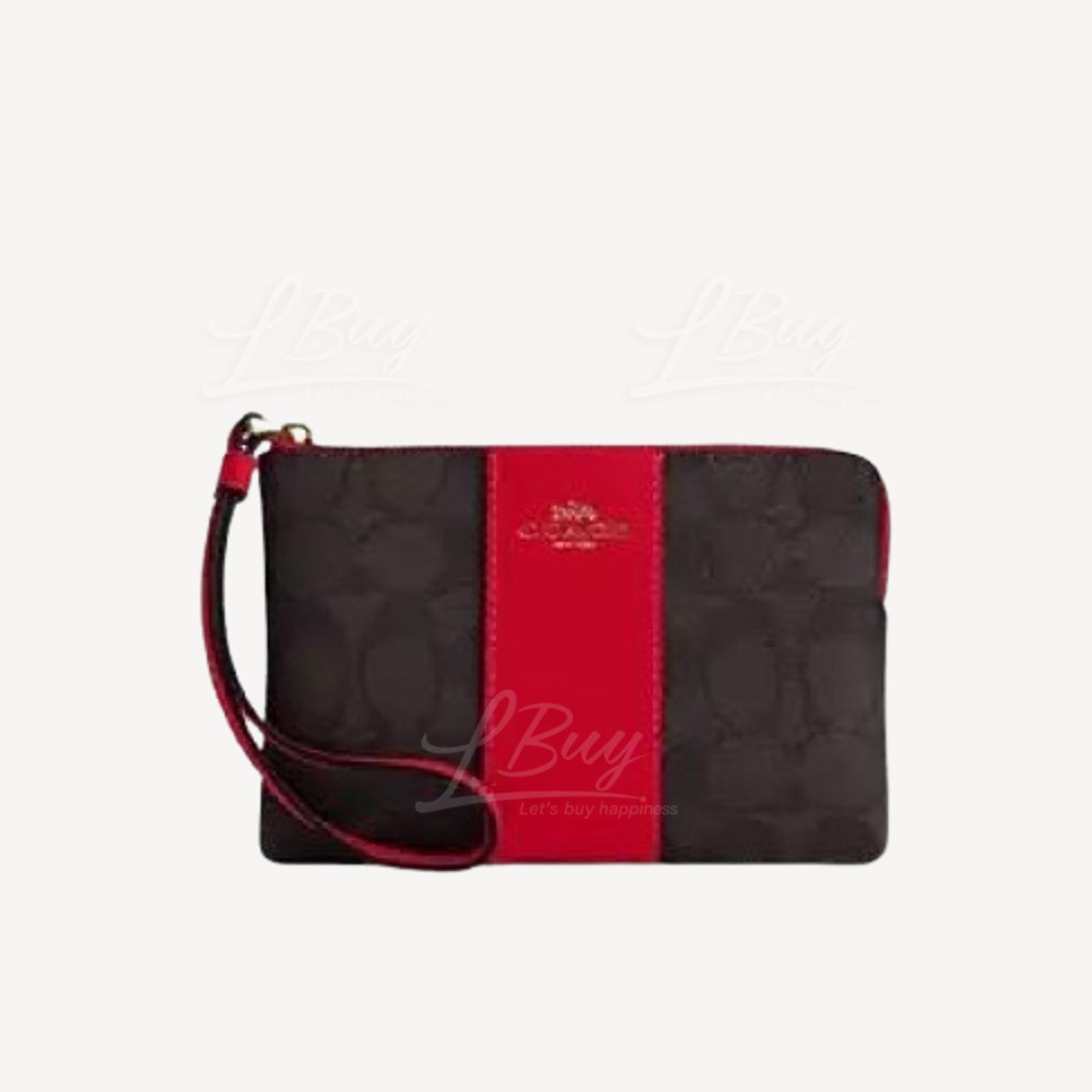 Corner Zip Wristlet In Signature Canvas With Stripe