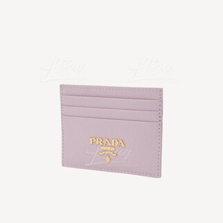 Prada Saffiano Metal Logo Leather Card Holder Pink 1MC025
