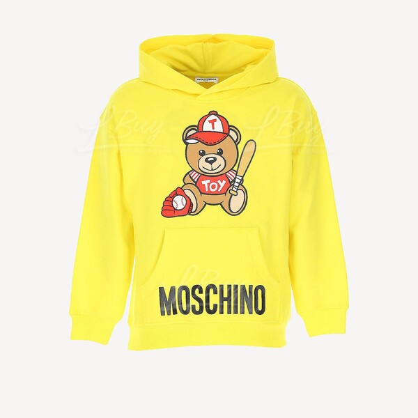 Moschino Kids Baseball Teddy Bear Hoodie Yellow