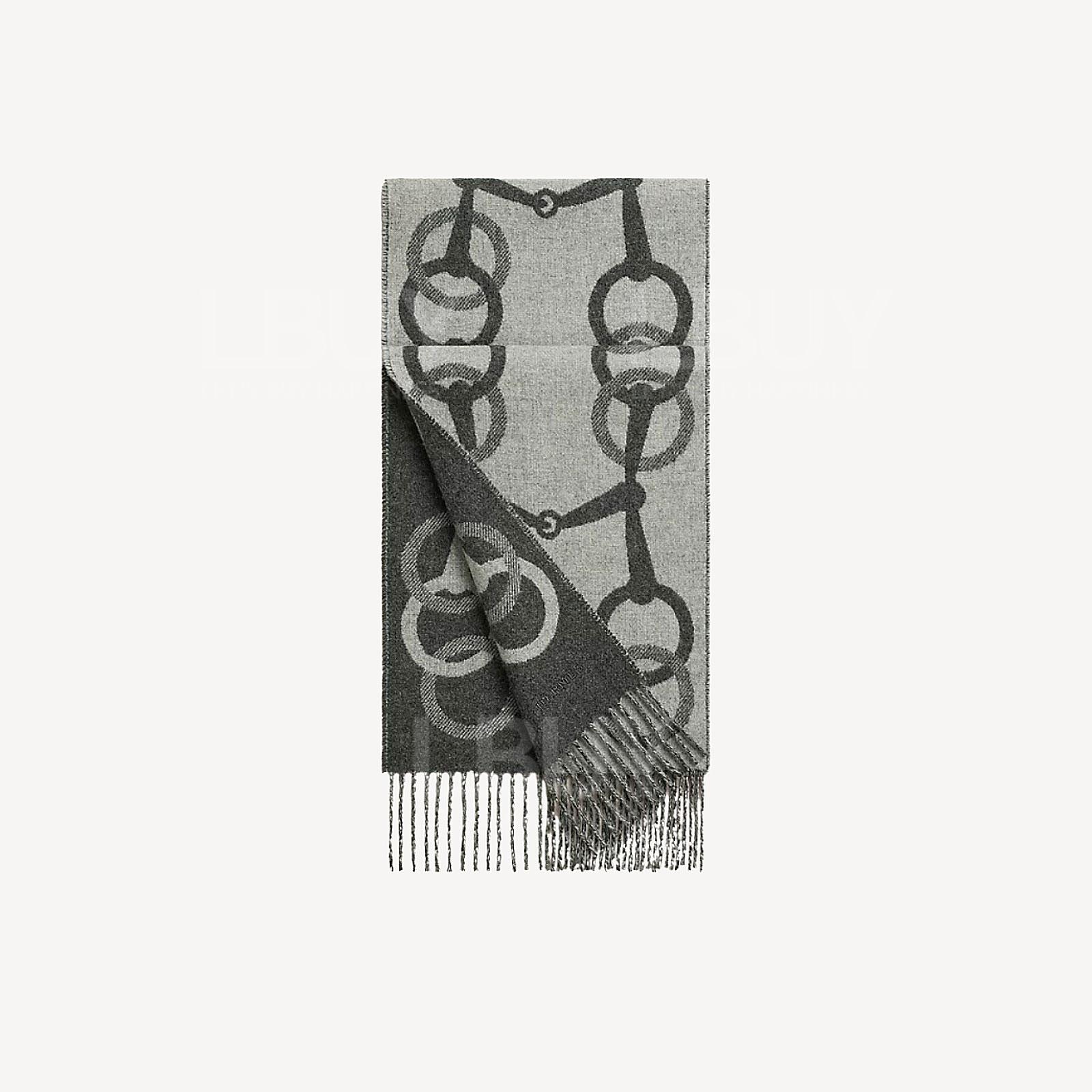 Hermes Any Mors Muffler Flanelle Gris Chine Clair