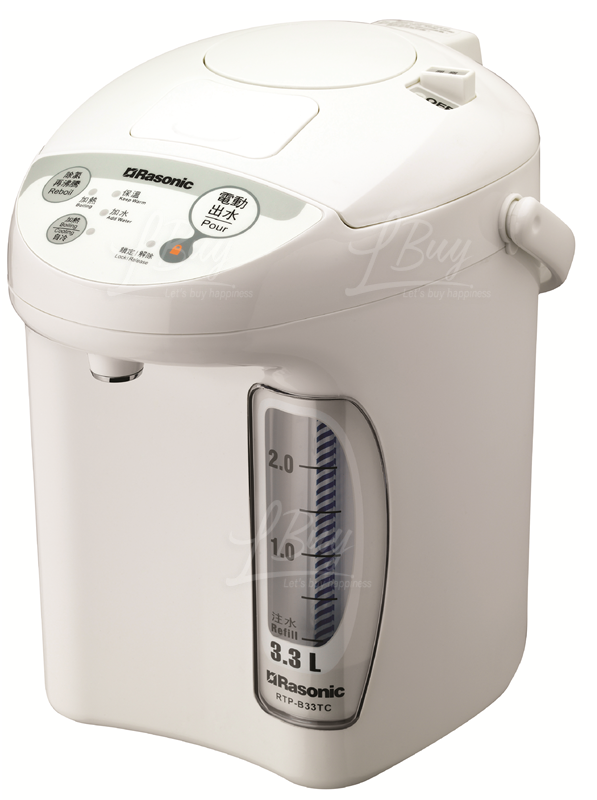 Rasonic Electric Pump, Cup Push Dispenser or Air Pressure Non-stick Inner Pot Thermo Pot (3.3L) White RTP-B33TC