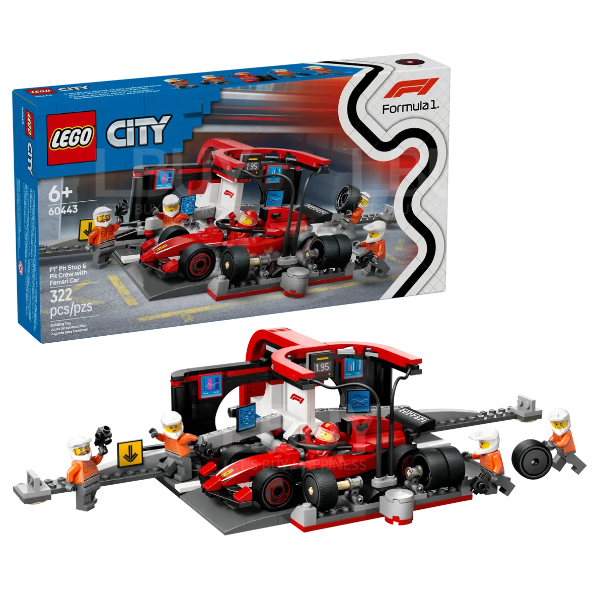 LEGO 60443 City F1® Pit Stop & Pit Crew with Ferrari Car 6+