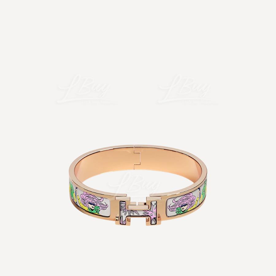 Hermes Clic H Les Mustangs II Bracelet 手镯 手鈪 gris gris配玫瑰金色