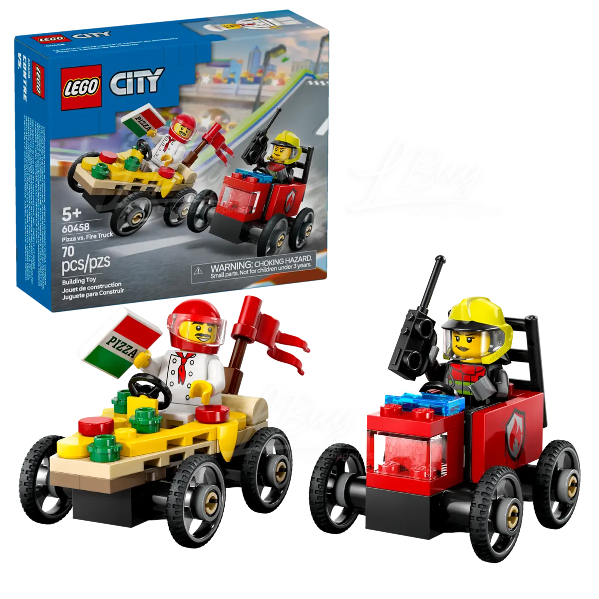 LEGO 60458 City 披萨车对消防车赛车套装 5+