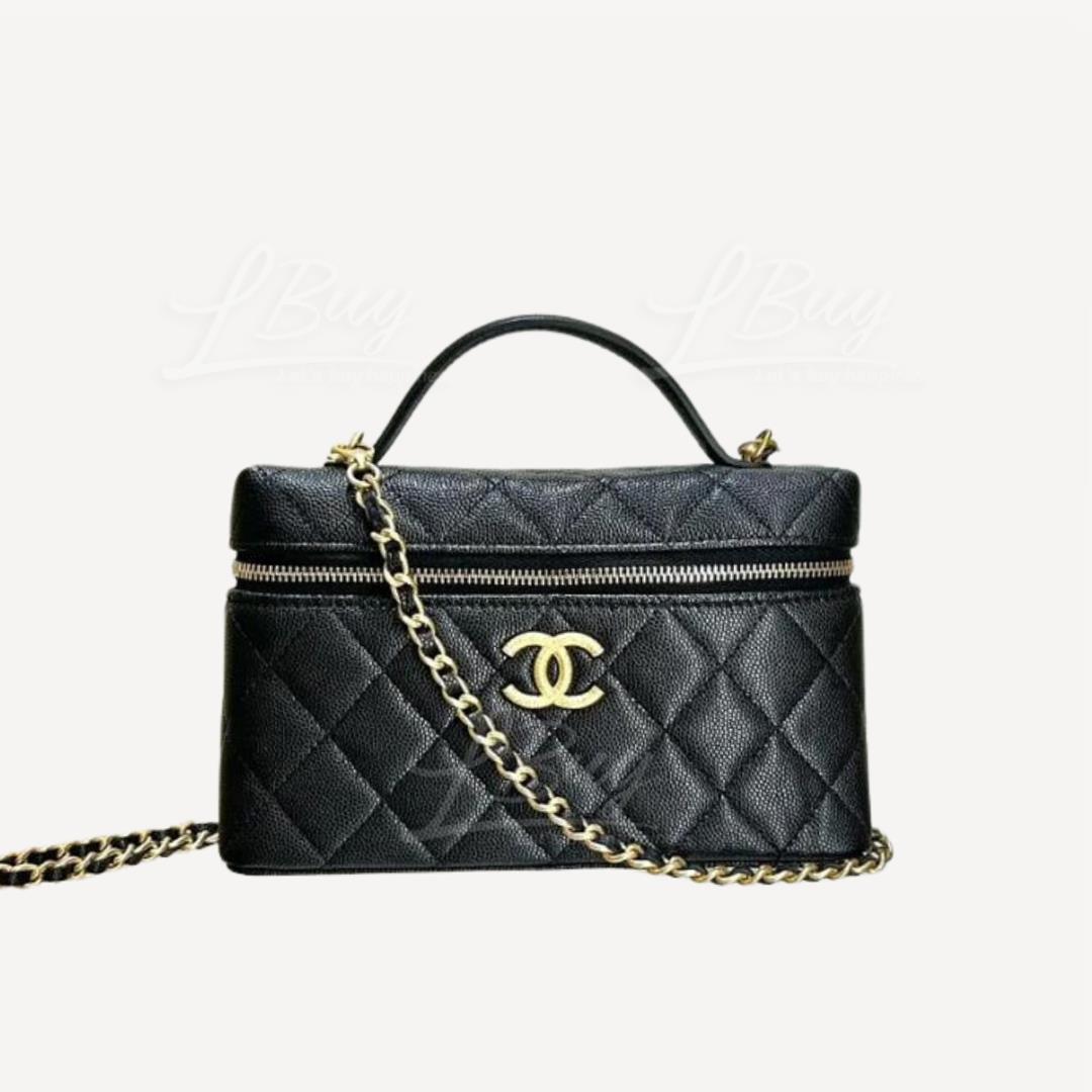 Chanel Big CC Logo Handle Vanity with Chain Black AP4483