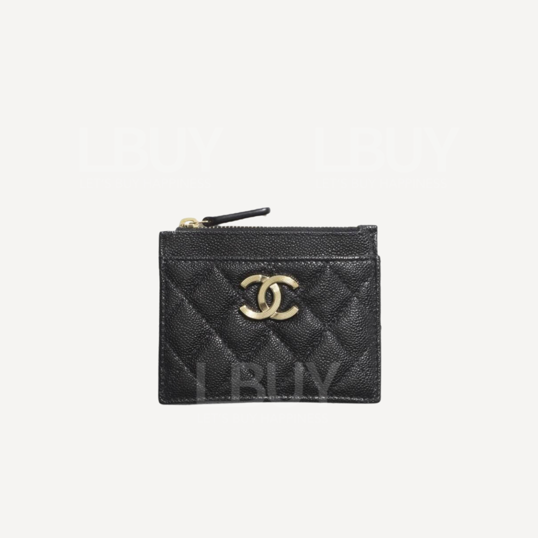Chanel 金色CC Logo 黑色卡片套 AP4476
