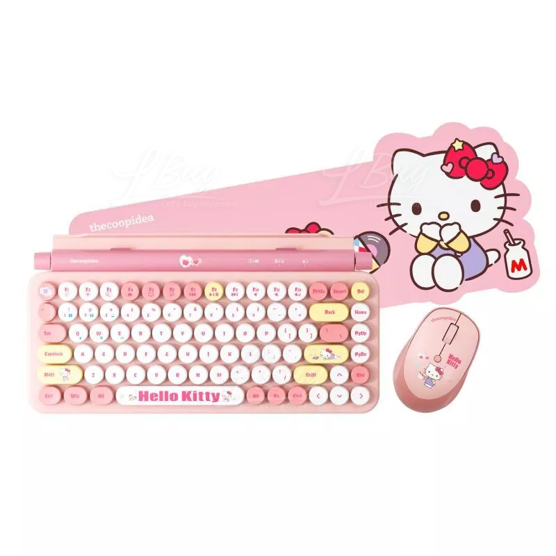 thecoopidea x Sanrio Retro Tappy Bluetooth Keyboard & Mouse Set Hello Kitty