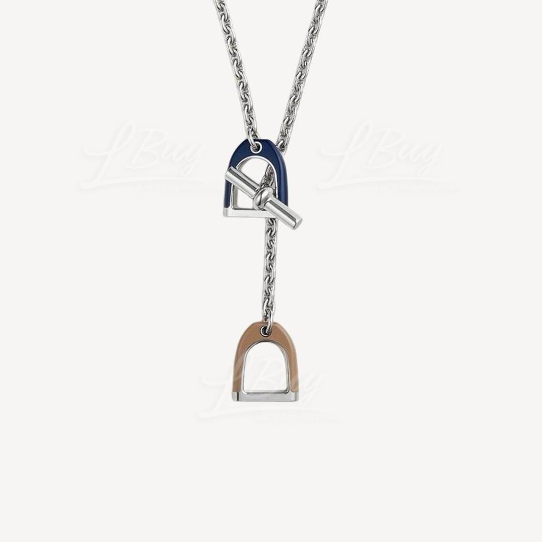 Hermes Etrier necklace blue saphir/chai
