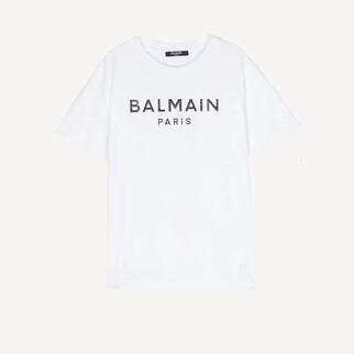 Balmain 黑色Logo女装短袖T恤 白色 BU8Q61