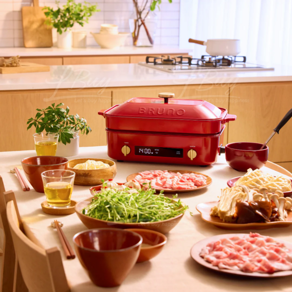 BRUNO-BRUNO 1400W Compact Digital Hot Plate - Red - BOE123 BRUNO-BRUNO 1400W Compact Digital Hot Plate - Red - BOE123