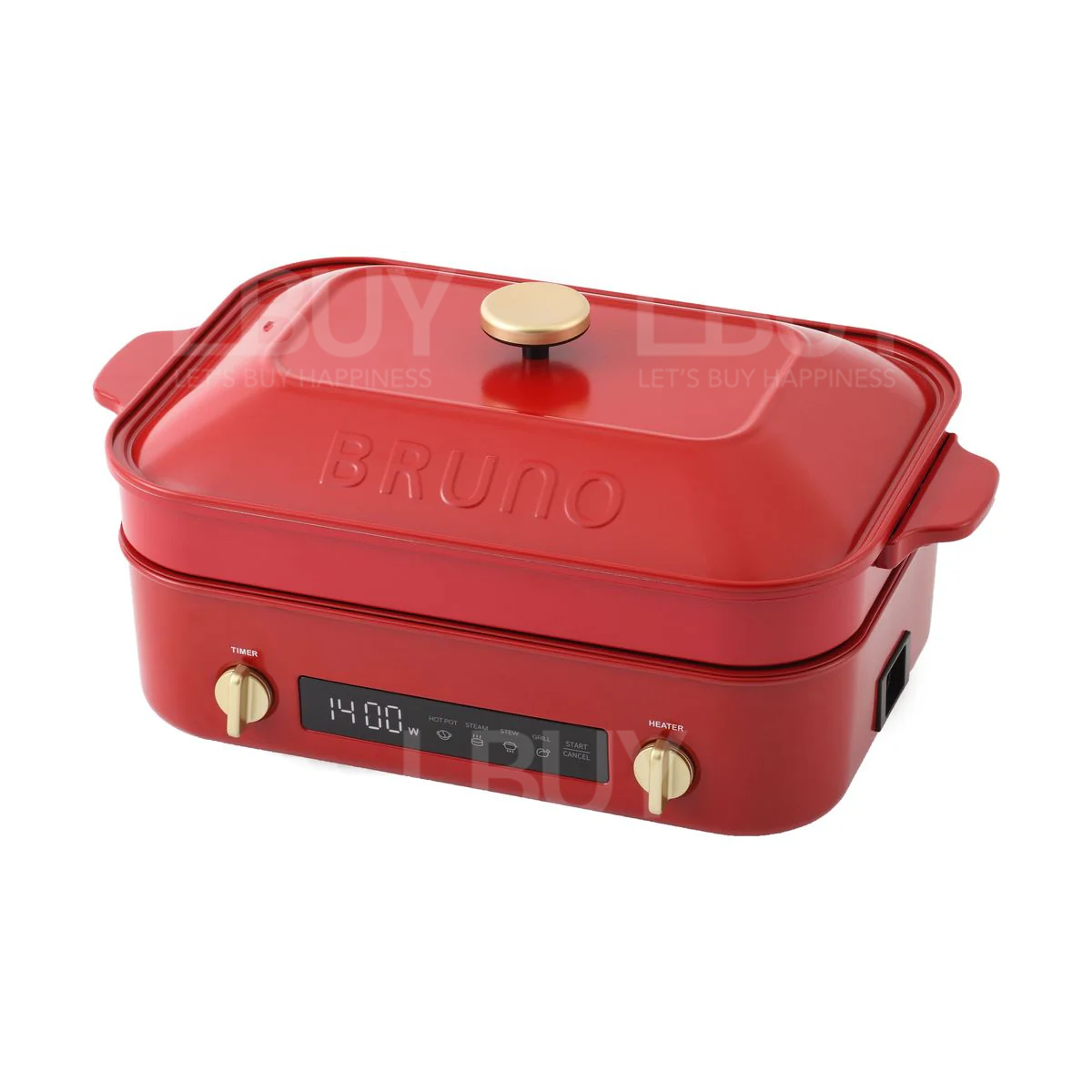 BRUNO 1400W Compact Digital Hot Plate - Red - BOE123